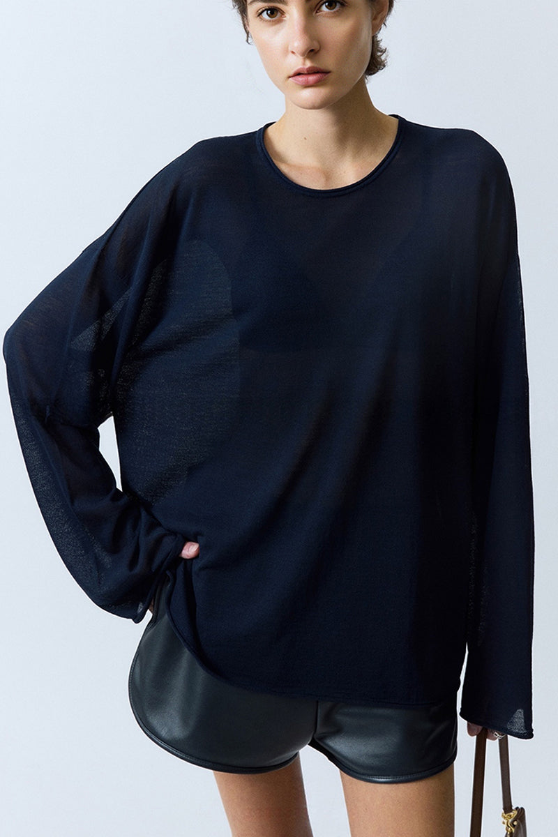 Oversized Triacetate-Cotton Long Sleeve T-Shirt
