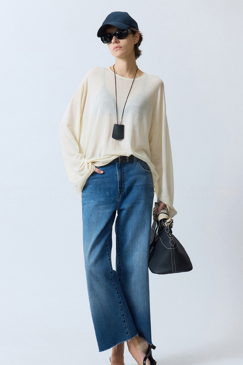 Oversized Triacetate-Cotton Long Sleeve T-Shirt