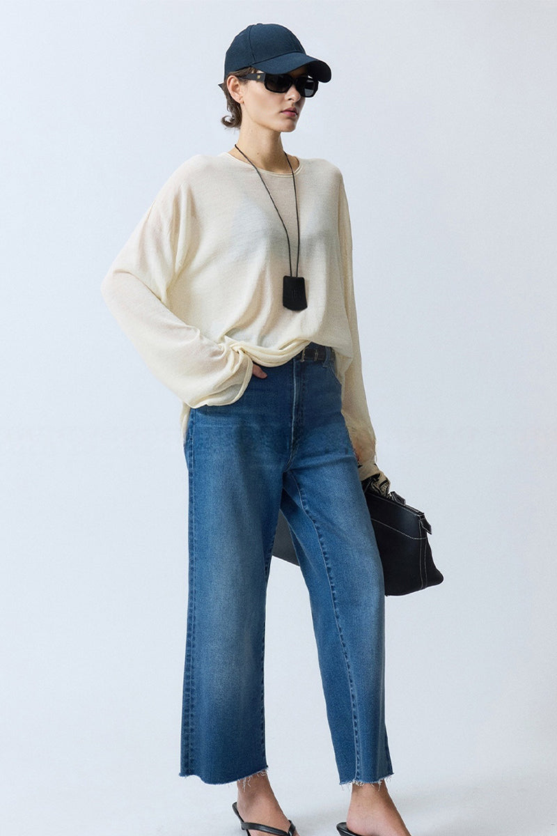 Oversized Triacetate-Cotton Long Sleeve T-Shirt