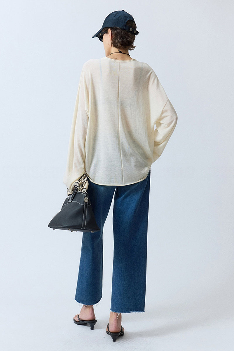 Oversized Triacetate-Cotton Long Sleeve T-Shirt