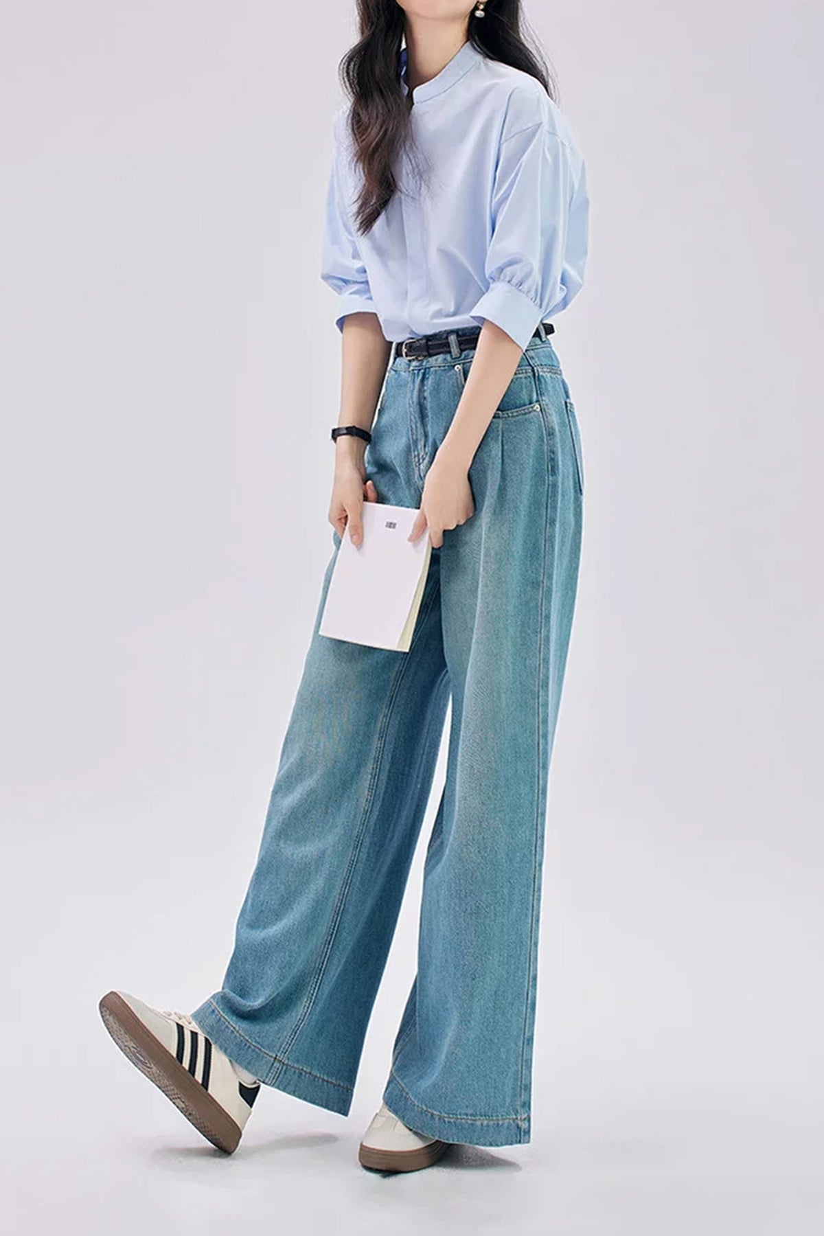 Oversized V-Neck Collarless Shirt