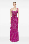 Pink Sequin-Embellished Bright Gem Evening Gown