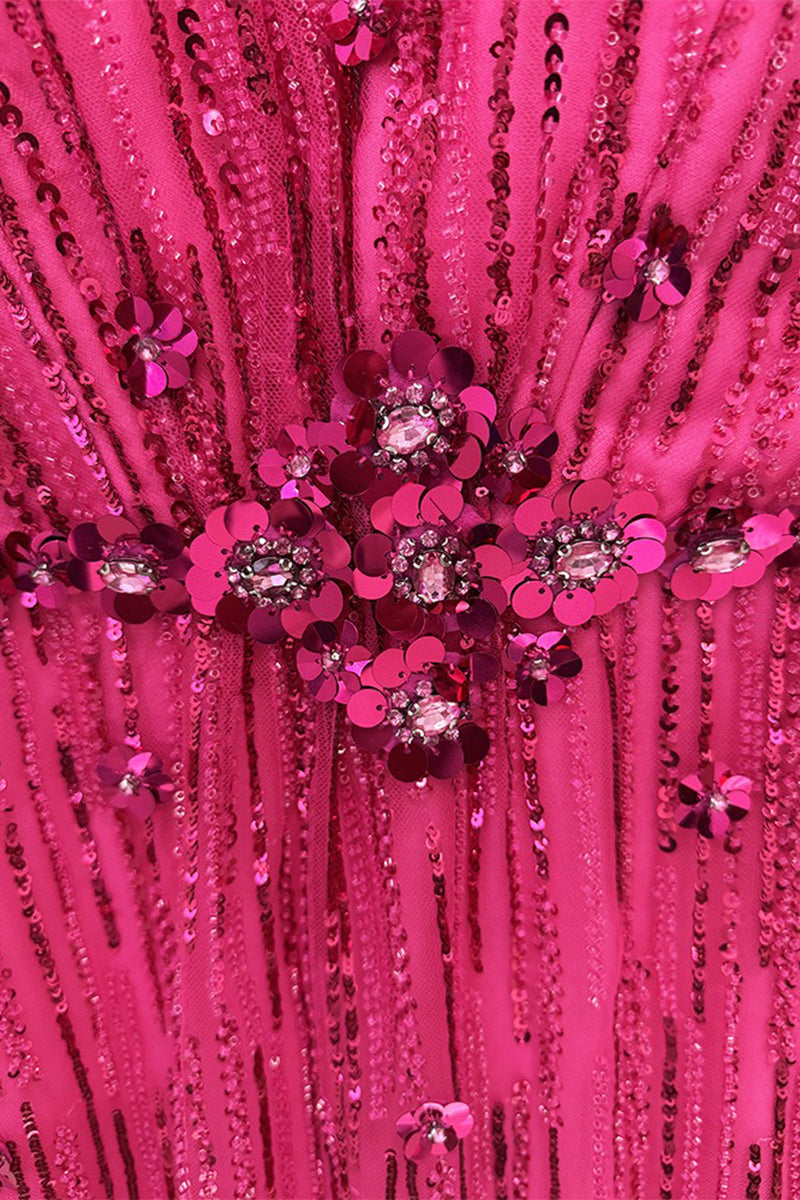 Pink Sequin-Embellished Bright Gem Evening Gown