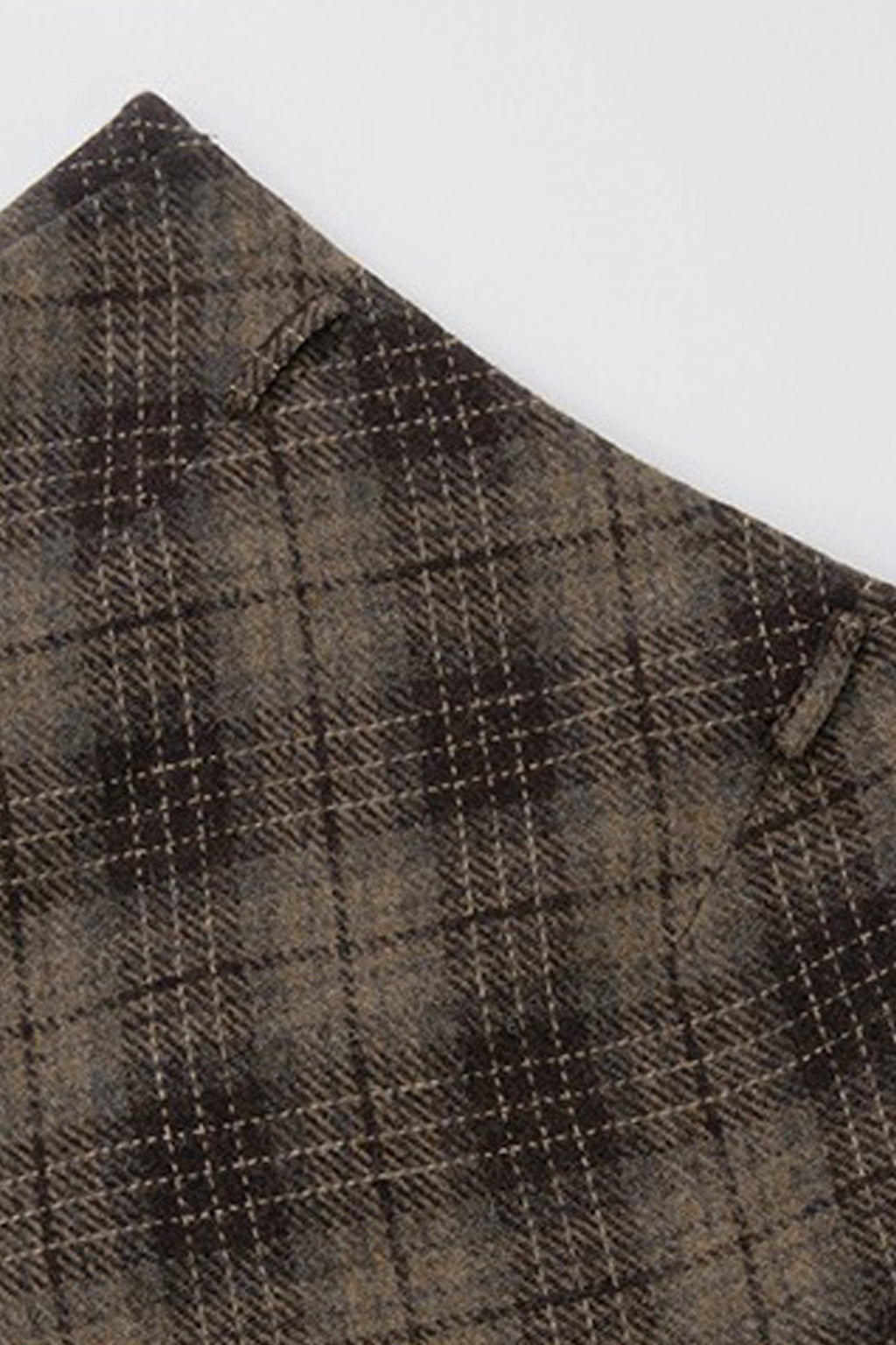 Plaid Wool-Blend Column Midi Skirt with Slit