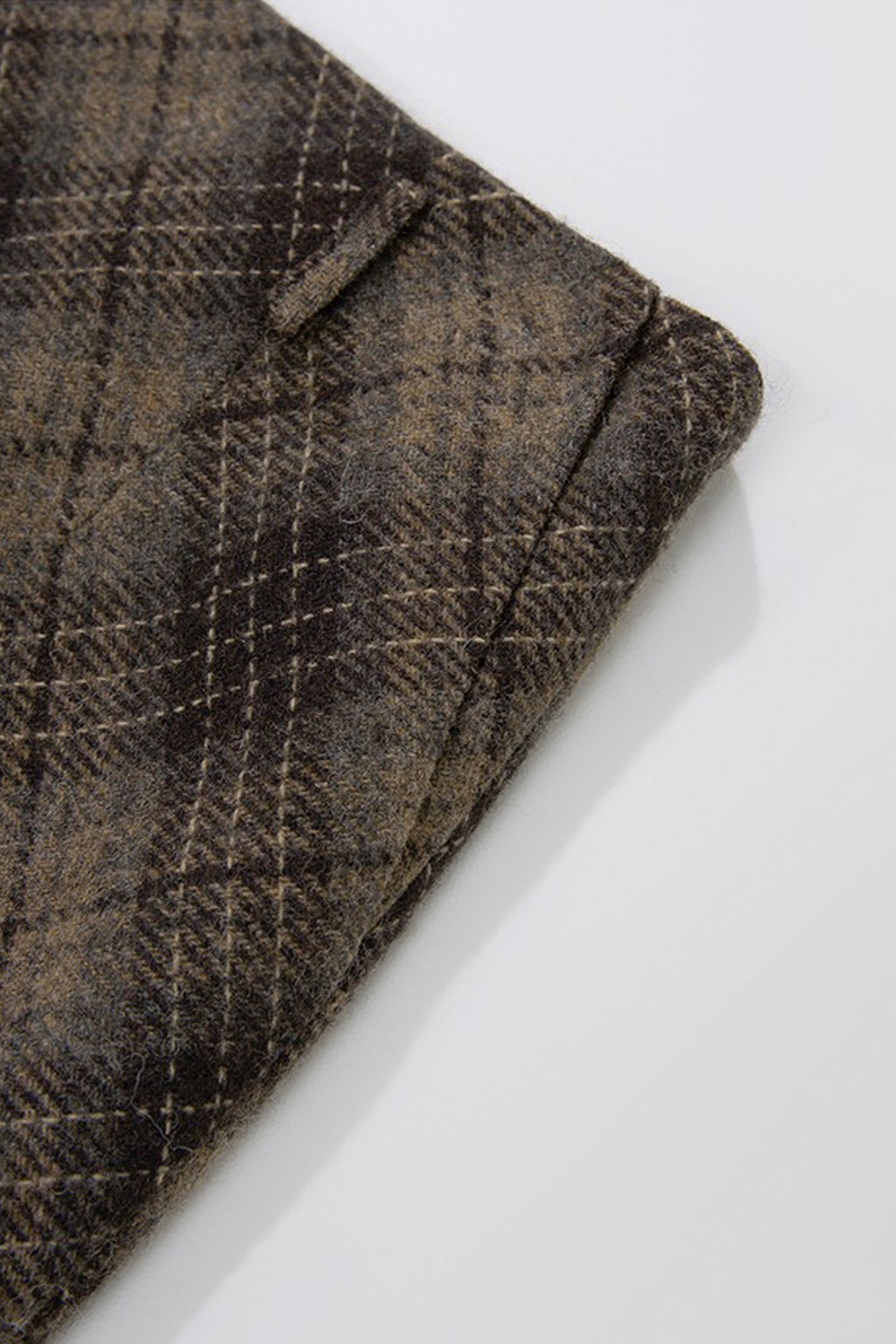 Plaid Wool-Blend Column Midi Skirt with Slit