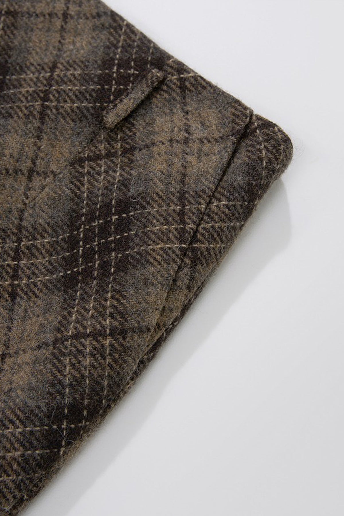 Plaid Wool-Blend Column Midi Skirt with Slit