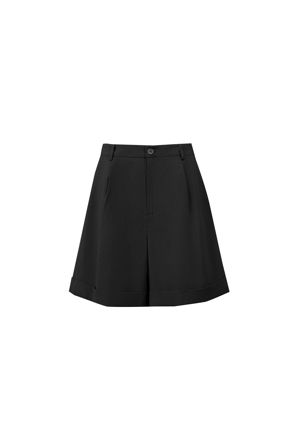 Pleated High-Waist Bermuda Shorts