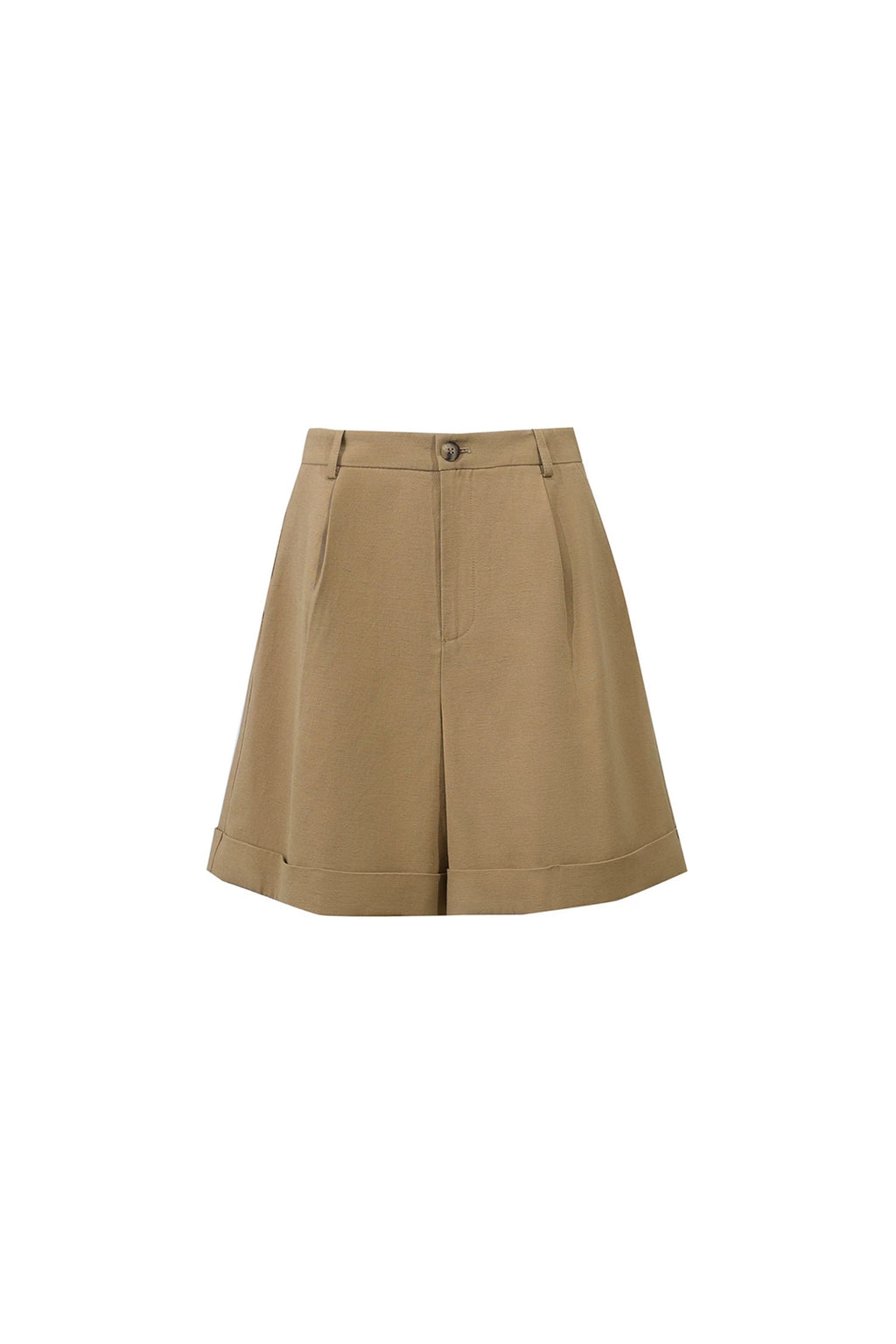 Pleated High-Waist Bermuda Shorts
