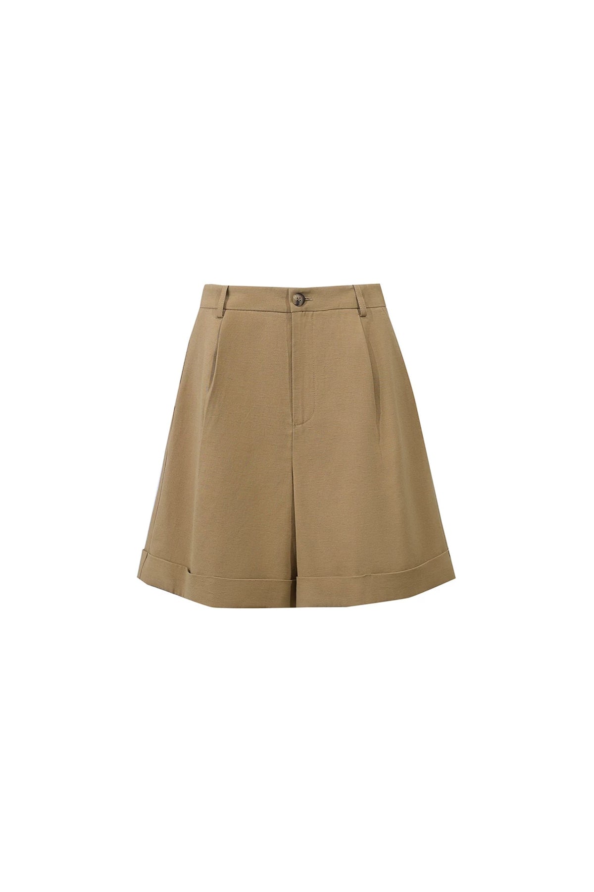 Pleated High-Waist Bermuda Shorts
