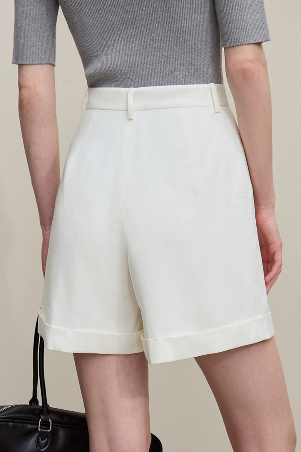 Pleated High-Waist Bermuda Shorts