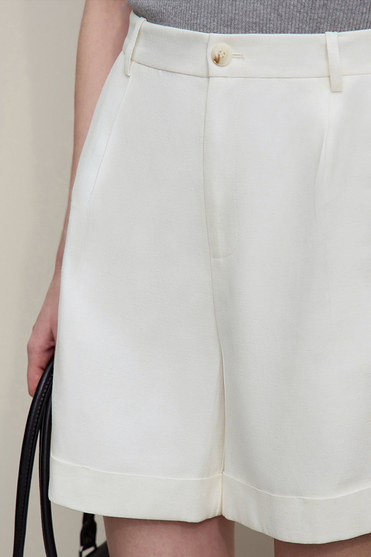 Pleated High-Waist Bermuda Shorts