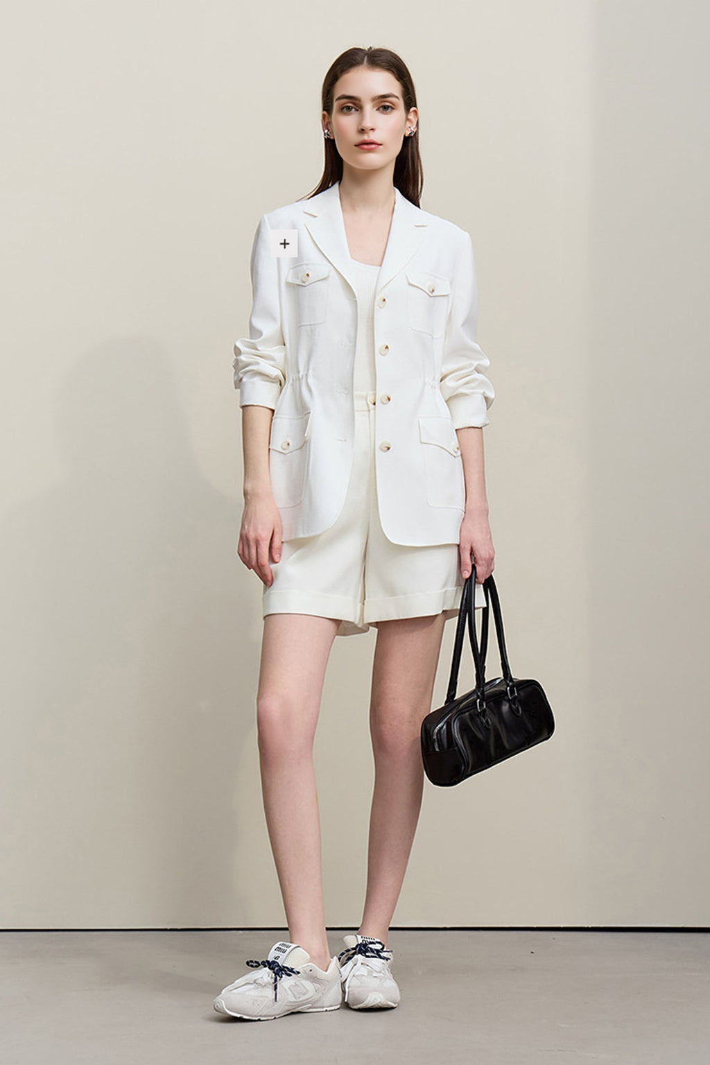 Pleated High-Waist Bermuda Shorts
