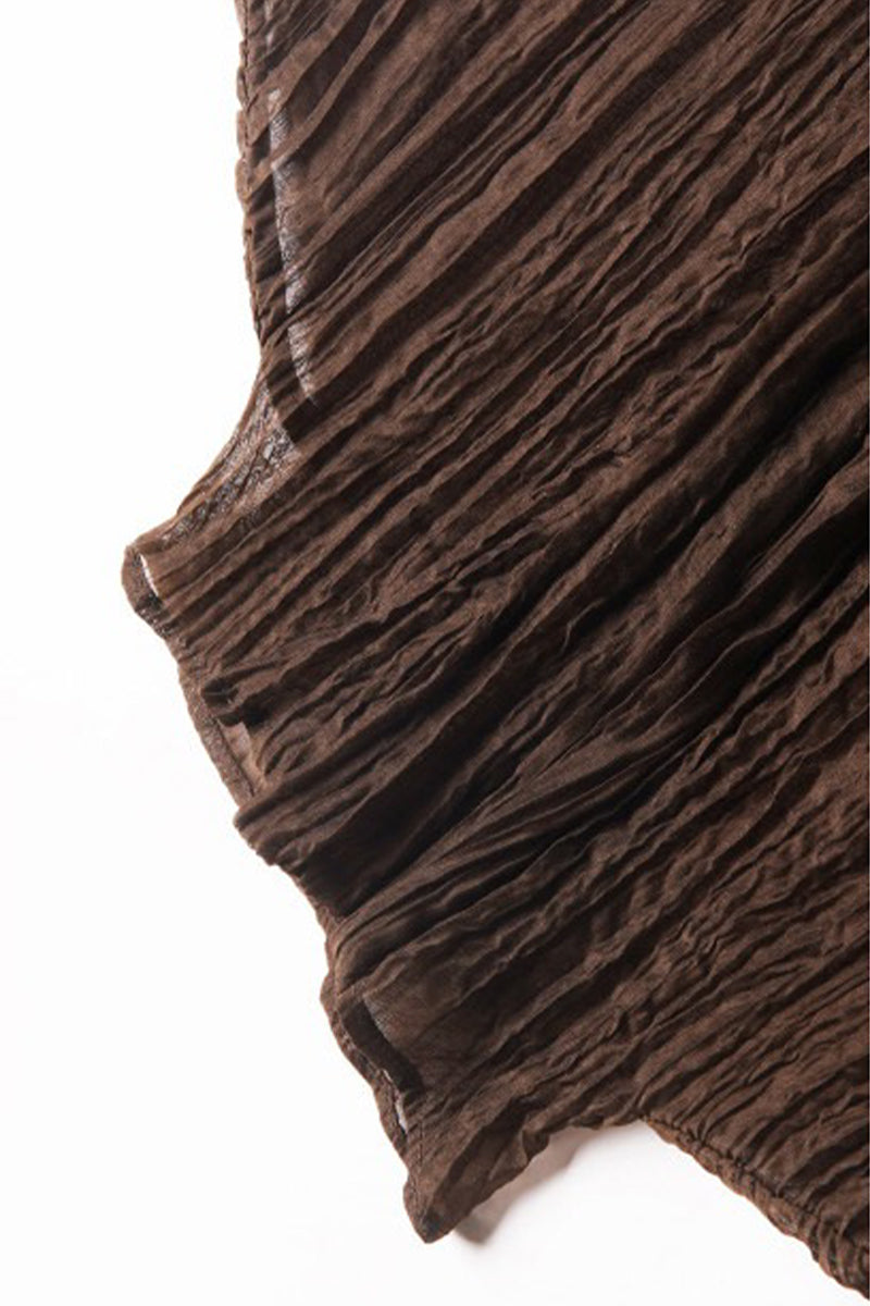 Pleated Sleeveless Sheer Textured Tank Top
