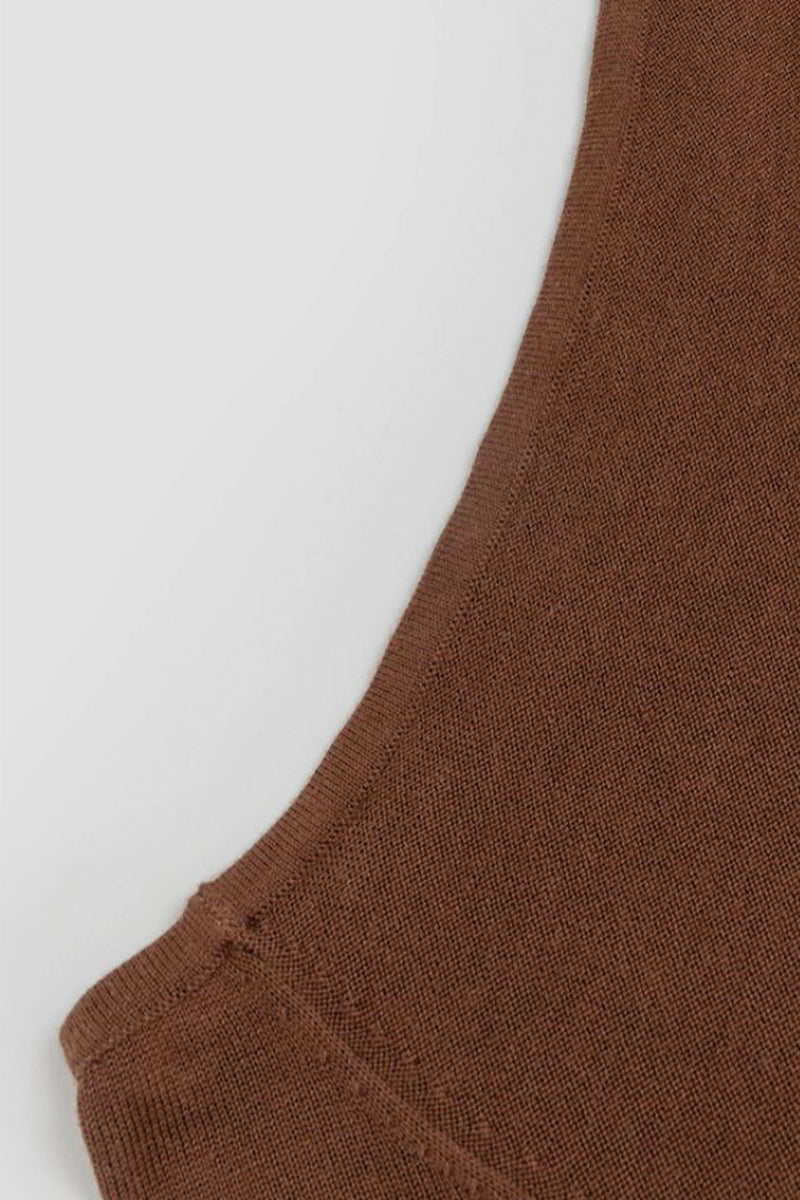 Pleated Wool-Blend Long Sleeve Maxi Sweater Dress in Brown