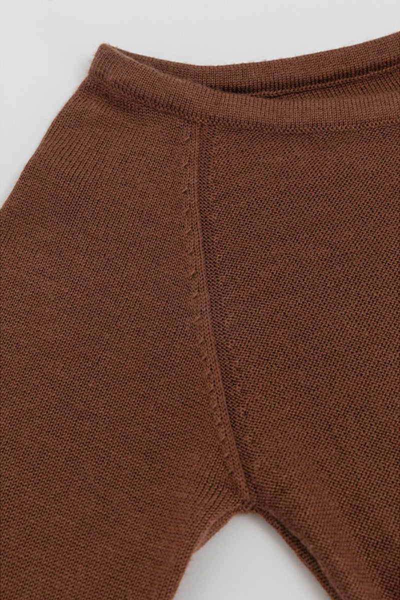 Pleated Wool-Blend Long Sleeve Maxi Sweater Dress in Brown