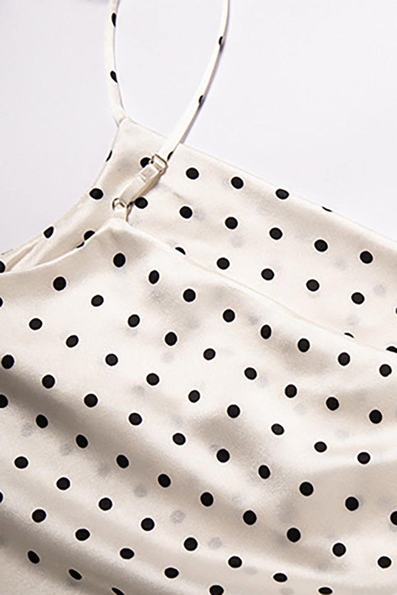 Polka-Dot Cowl-Neck Midi Slip Dress in Triacetate-Blend