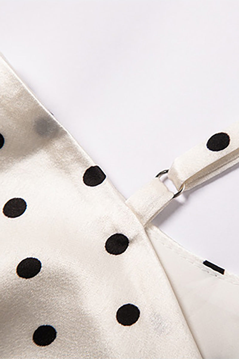 Polka-Dot Cowl-Neck Midi Slip Dress in Triacetate-Blend