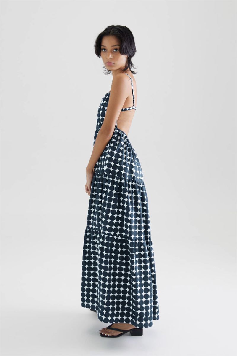 Polka Dot Tiered Backless Dress