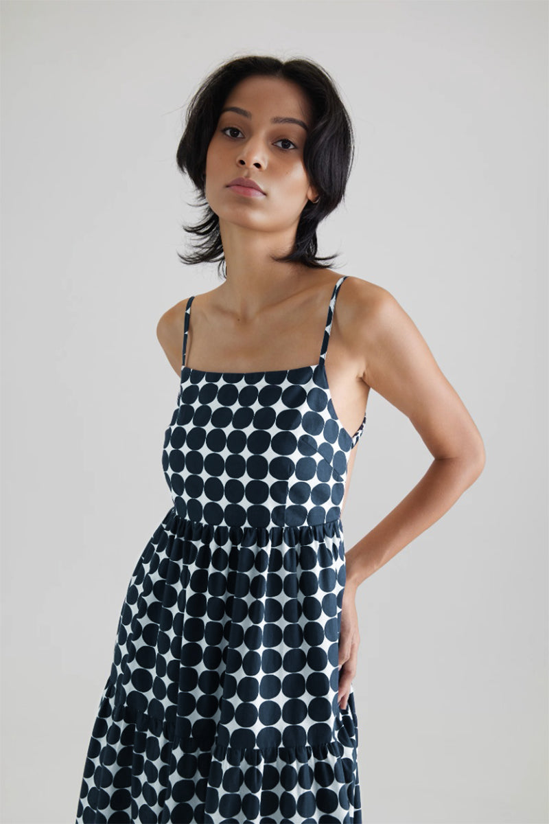 Polka Dot Tiered Backless Dress