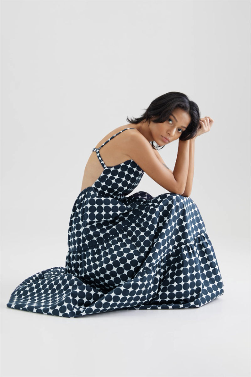 Polka Dot Tiered Backless Dress