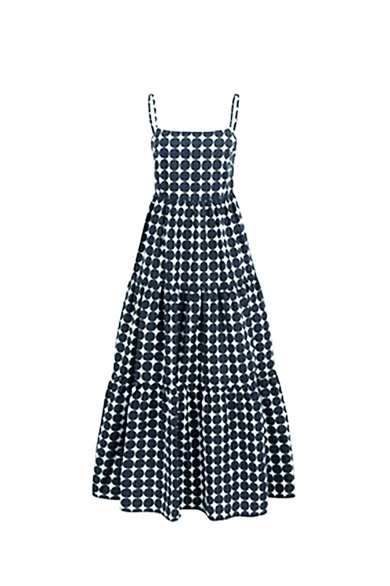 Polka Dot Tiered Backless Dress