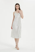 Polka-Dot V-Neck Midi Slip Dress in Triacetate-Blend