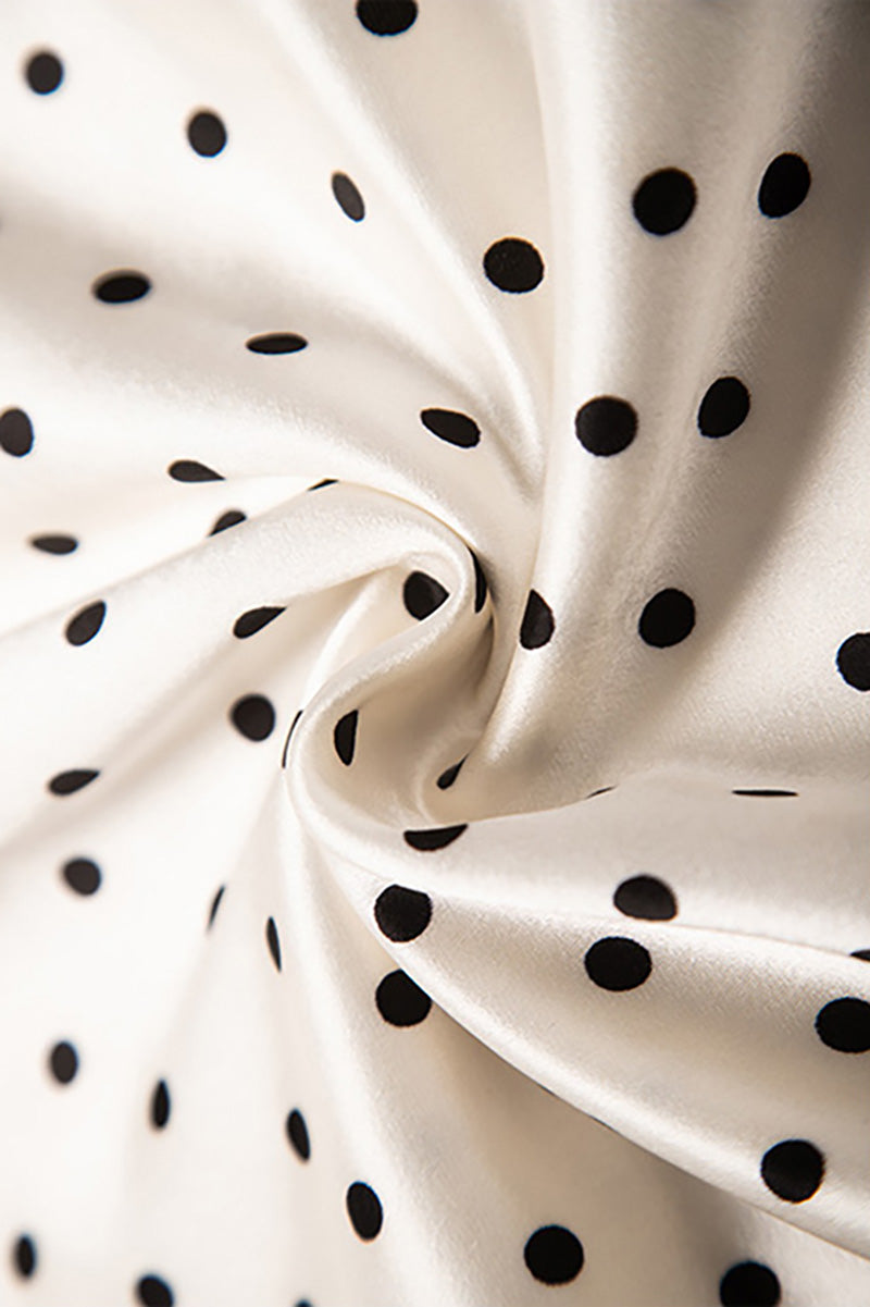 Polka-Dot V-Neck Midi Slip Dress in Triacetate-Blend