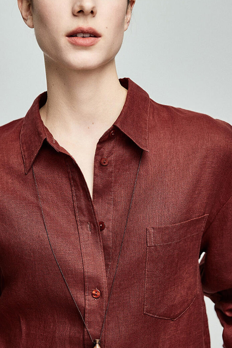 Premium French Linen Long Sleeve Button-Down Shirt