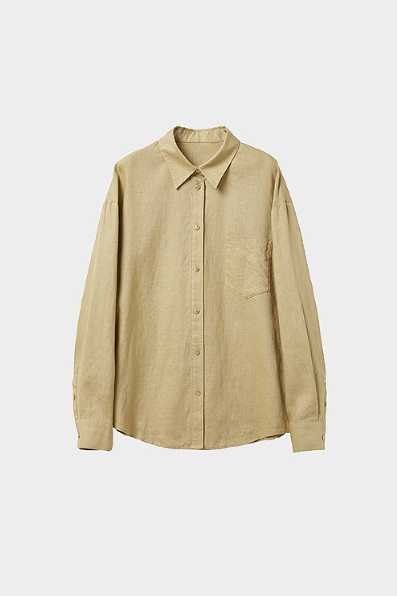 Premium French Linen Long Sleeve Button-Down Shirt