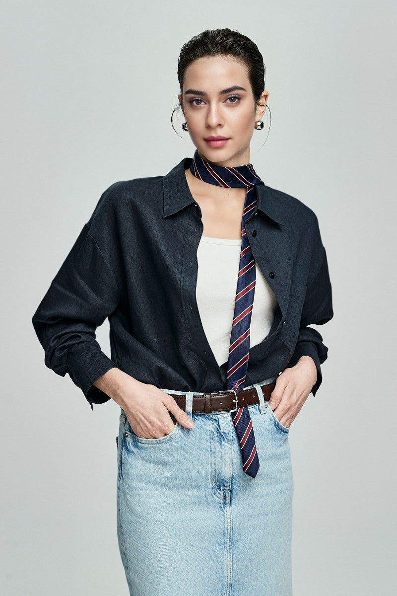 Premium French Linen Long Sleeve Button-Down Shirt