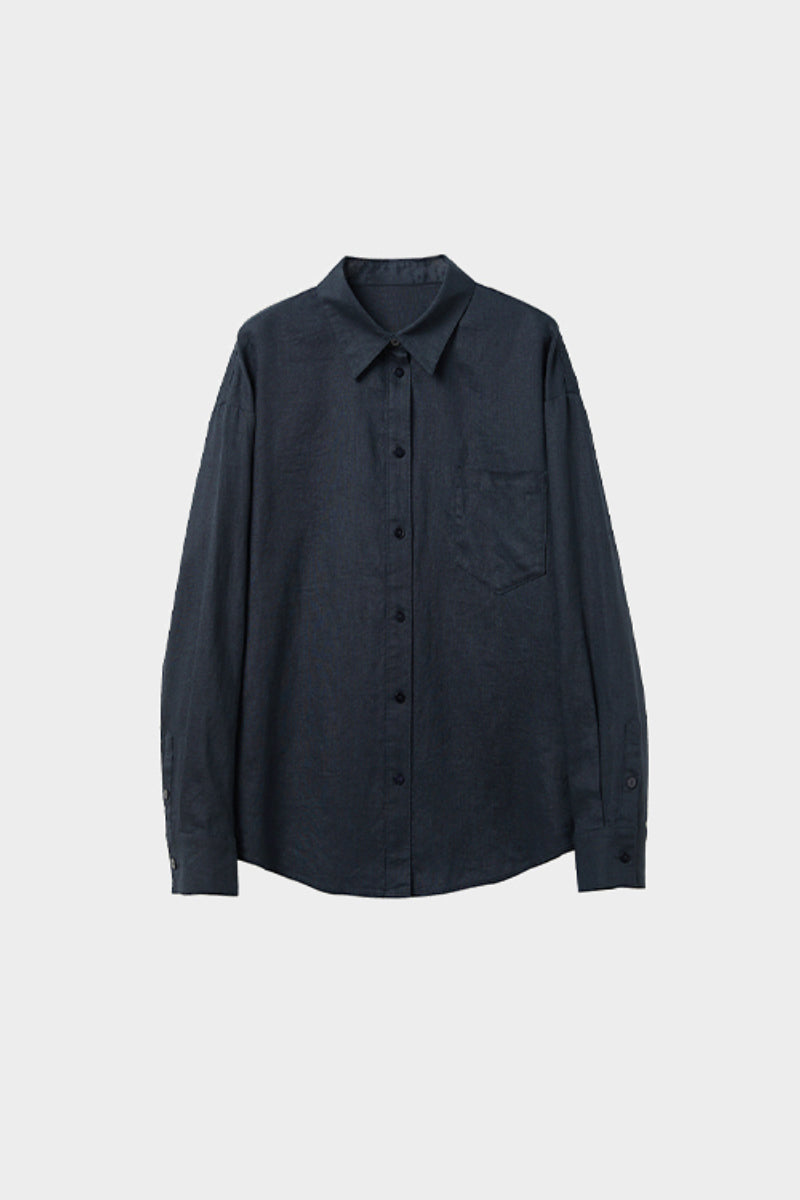 Premium French Linen Long Sleeve Button-Down Shirt