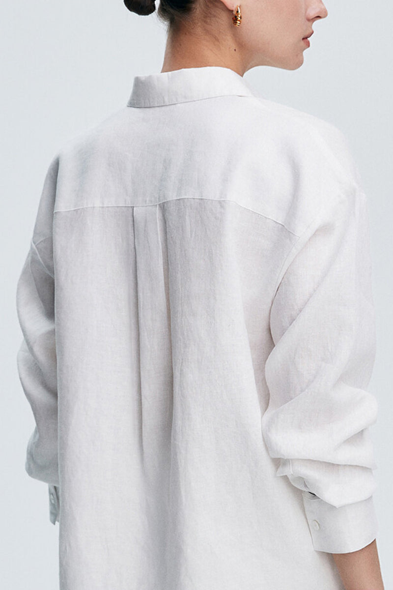 Premium French Linen Long Sleeve Button-Down Shirt