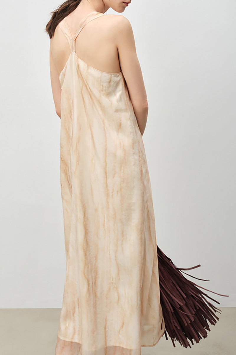Yellow Backless Sundress in Tie Dye Print