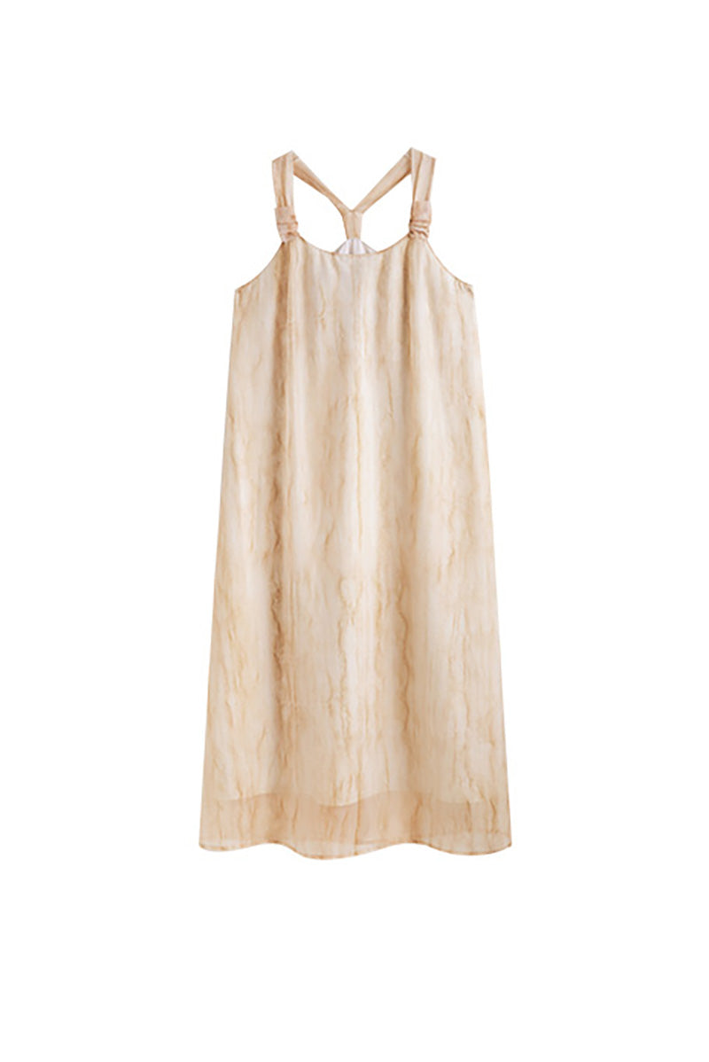 Yellow Backless Sundress in Tie Dye Print