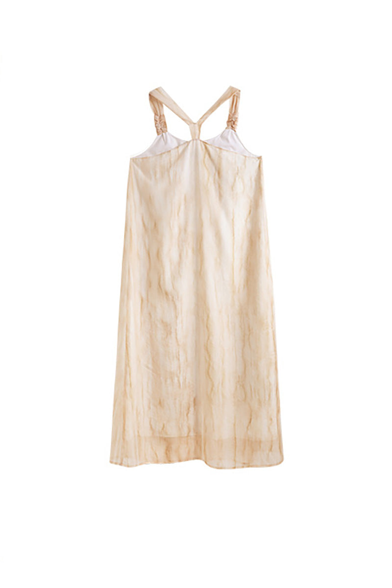 Yellow Backless Sundress in Tie Dye Print