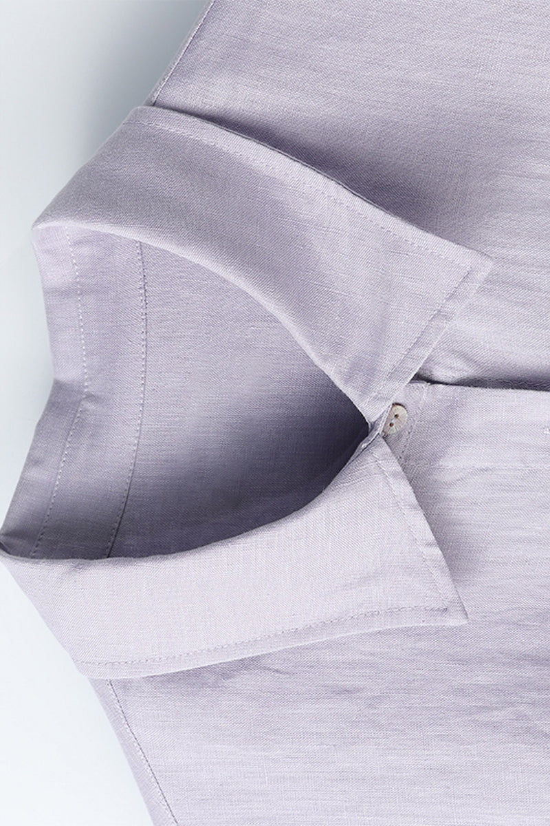 Purple Linen Long Sleeve Button-Down Shirt