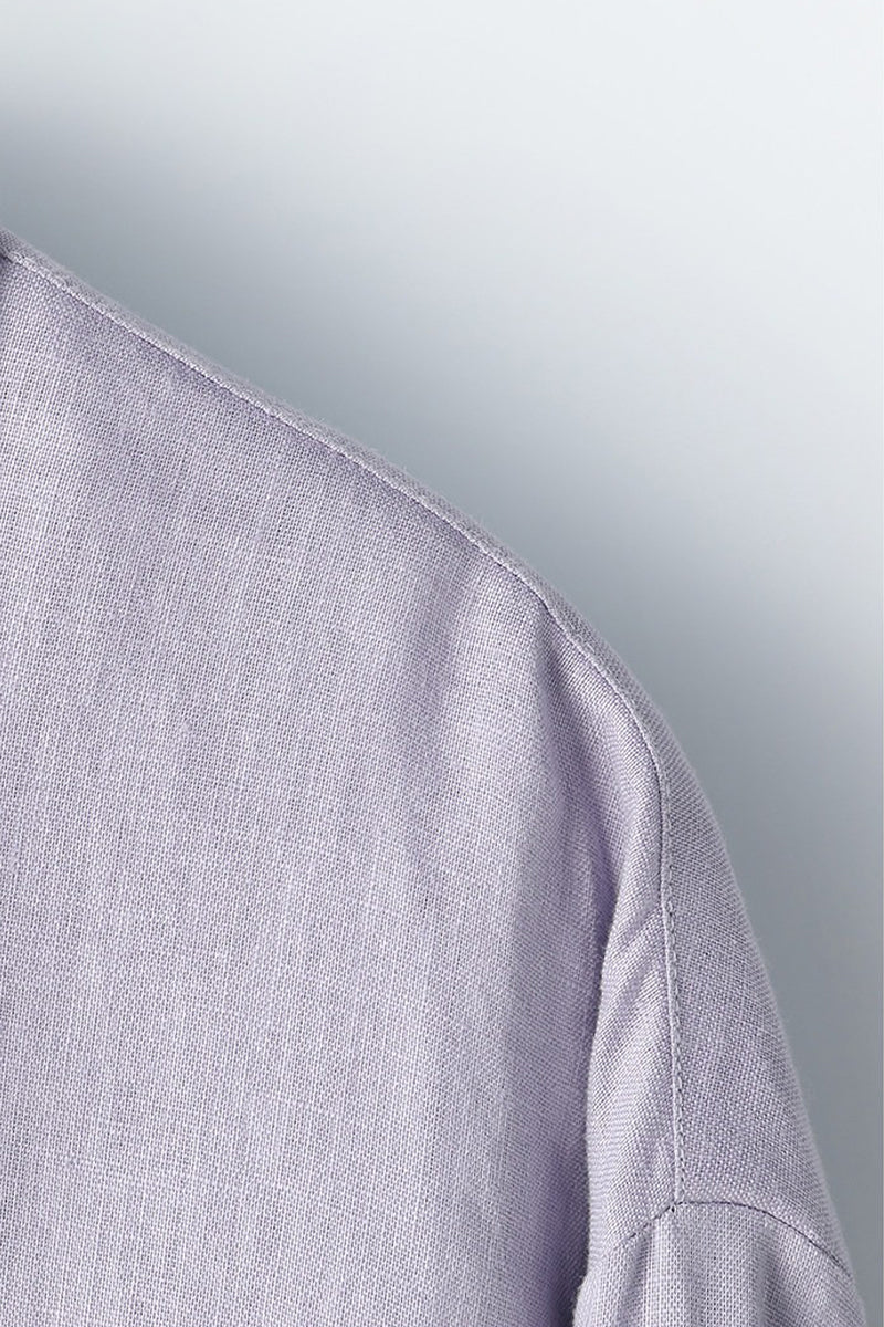 Purple Linen Long Sleeve Button-Down Shirt