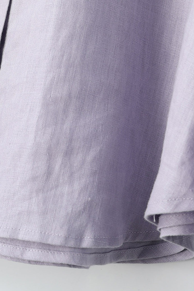 Purple Linen Long Sleeve Button-Down Shirt