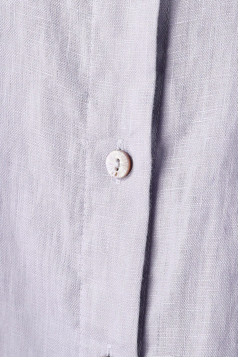 Purple Linen Long Sleeve Button-Down Shirt