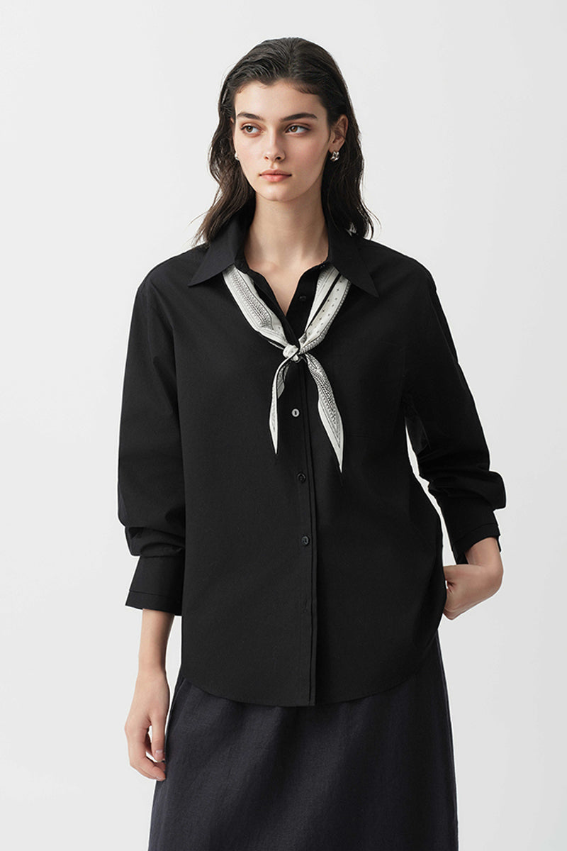 Relaxed Button Down Shirt with Pocket in Cotton