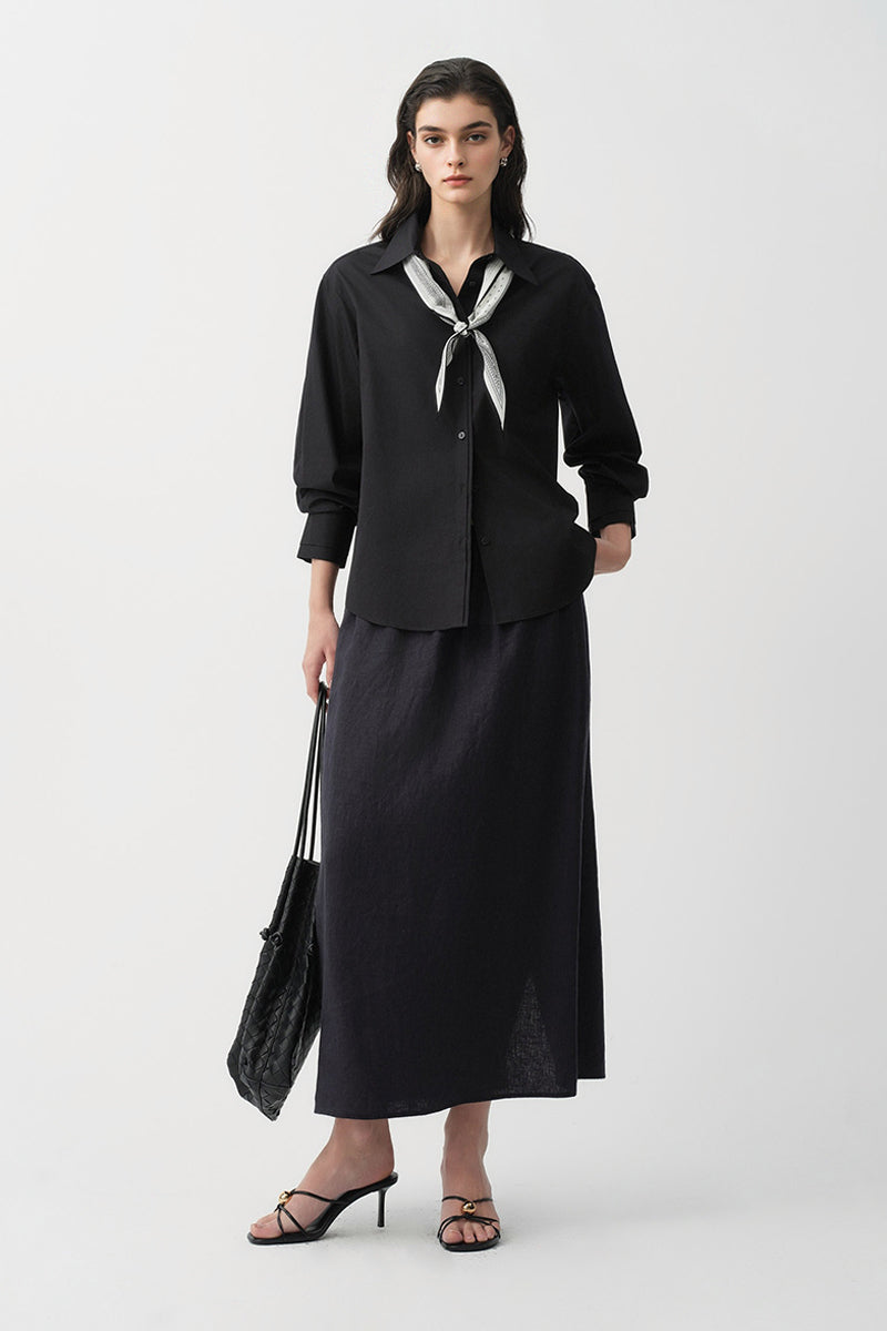 Relaxed Button Down Shirt with Pocket in Cotton