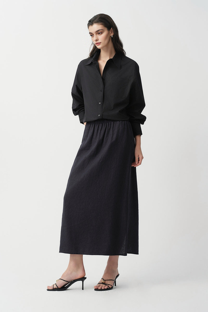 Relaxed Button Down Shirt with Pocket in Cotton