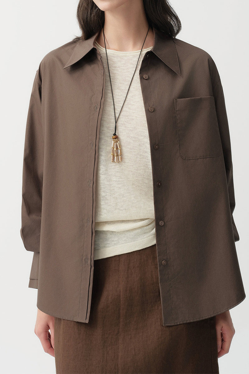 Relaxed Button Down Shirt with Pocket in Cotton