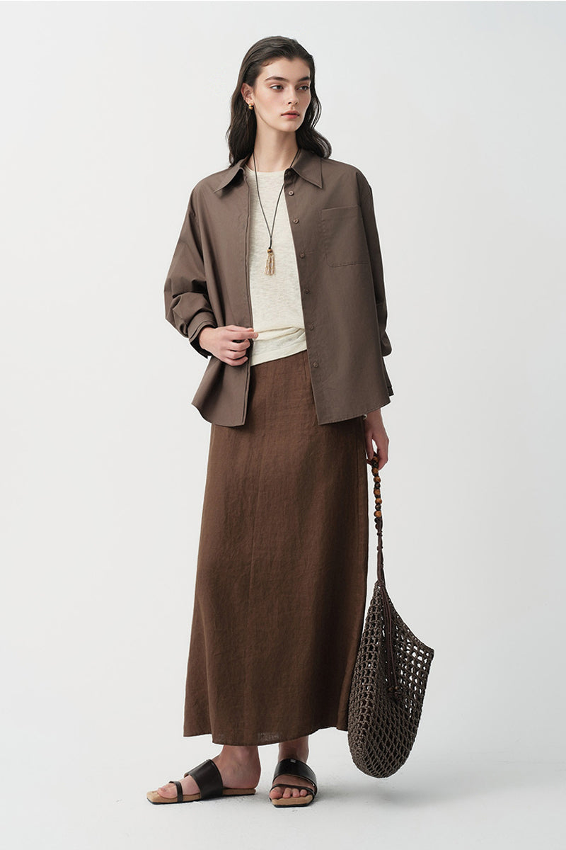 Relaxed Button Down Shirt with Pocket in Cotton