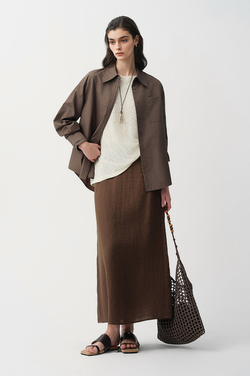 Relaxed Button Down Shirt with Pocket in Cotton