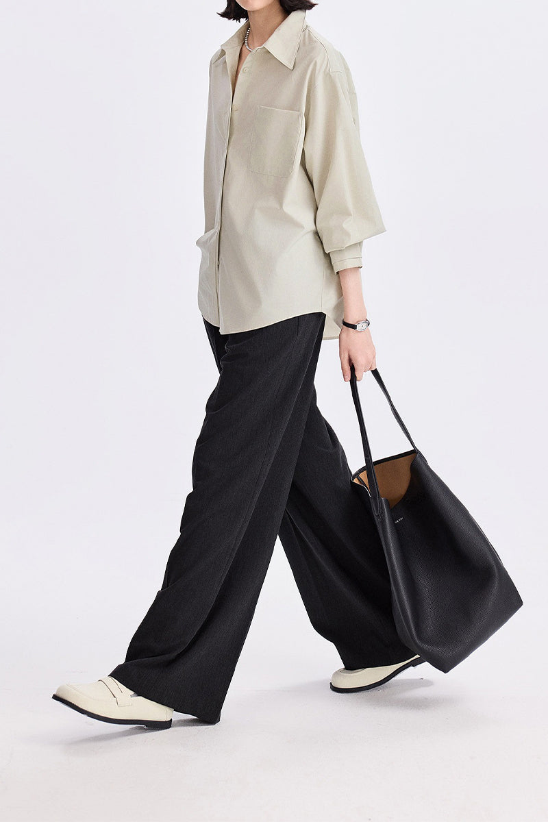 Relaxed Button Down Shirt with Pocket in Cotton