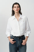 Relaxed Button Down Shirt with Pocket in Cotton