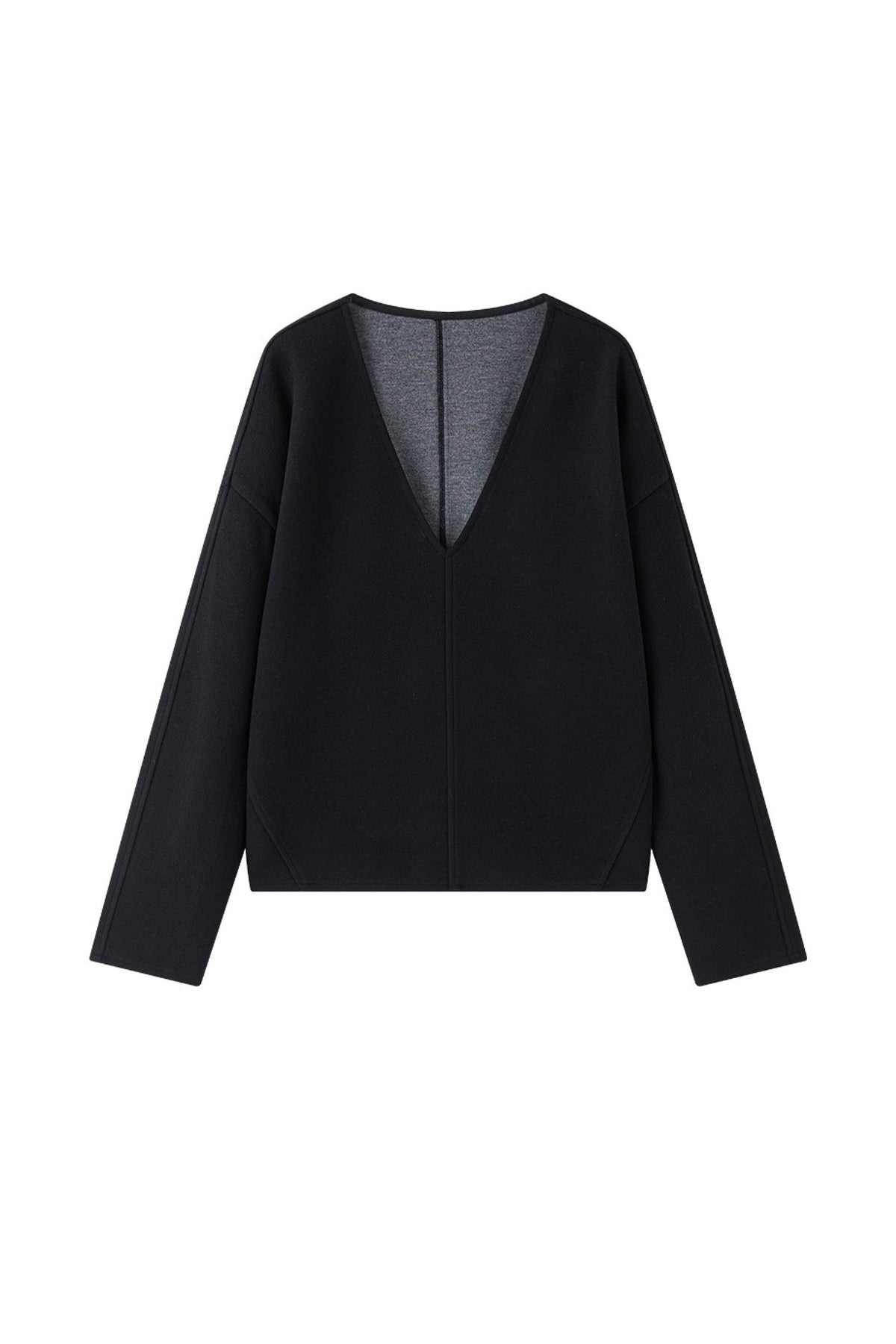 Relaxed Cashmere Blend Deep V-Neck Sweatshirt
