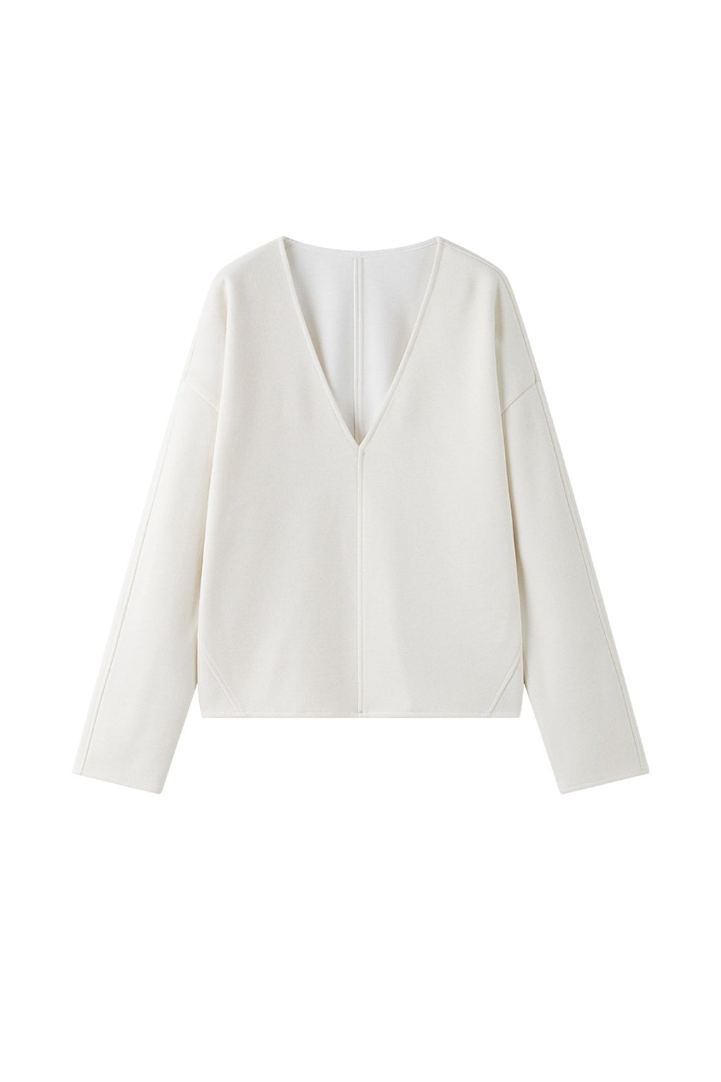 Relaxed Cashmere Blend Deep V-Neck Sweatshirt