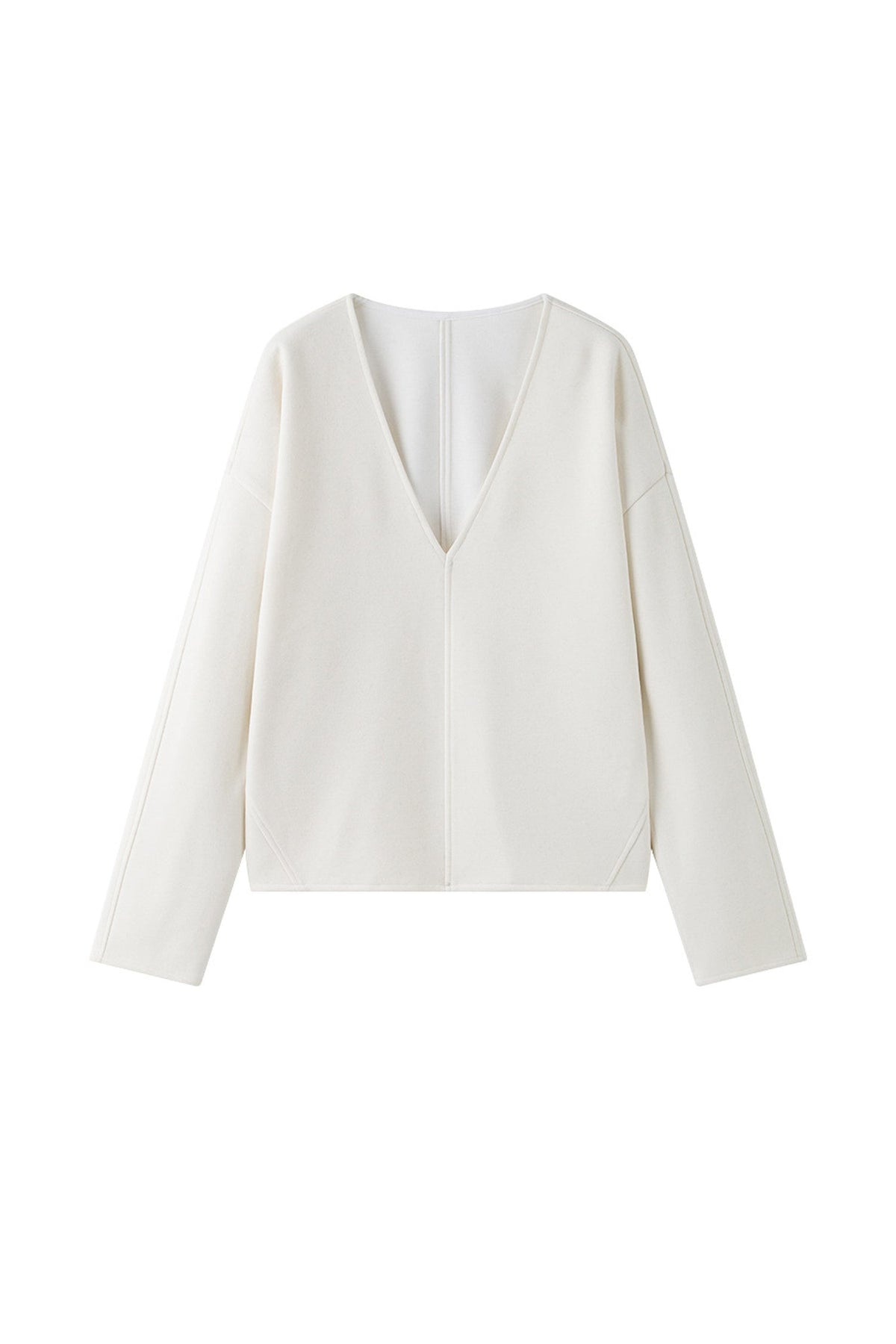 Relaxed Cashmere Blend Deep V-Neck Sweatshirt